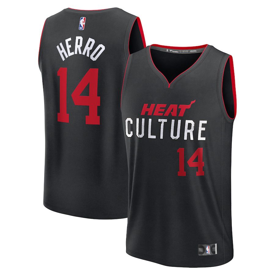 Men Miami Heat #14 Tyler Herro Fanatics Branded Black City Edition 2023-24 Fast Break NBA Jersey